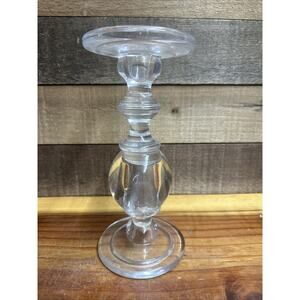Diamond Star Clear Glass Candlestick Candle Holder 10” Double Sided